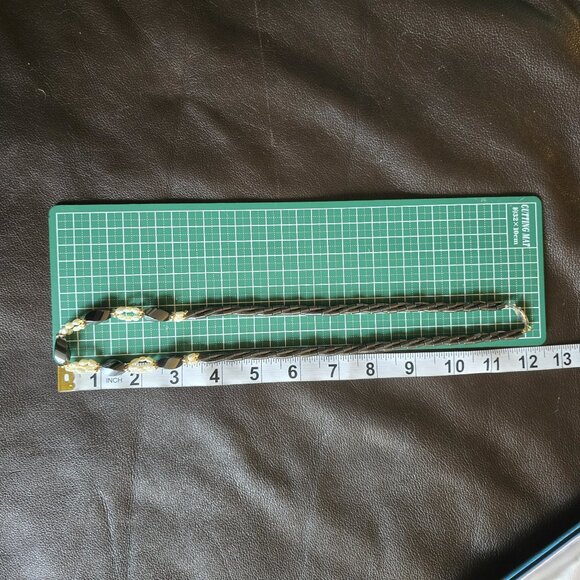 Vintage 30s French three-strand twisted necklace (hematite, freshwater pearls) - Picture 3 of 7